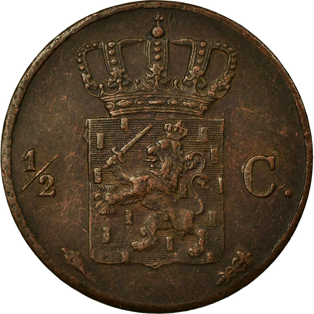 Coin, Netherlands, William I, 1/2 Cent, 1832, Utrecht, EF(40-45), Copper, KM:51