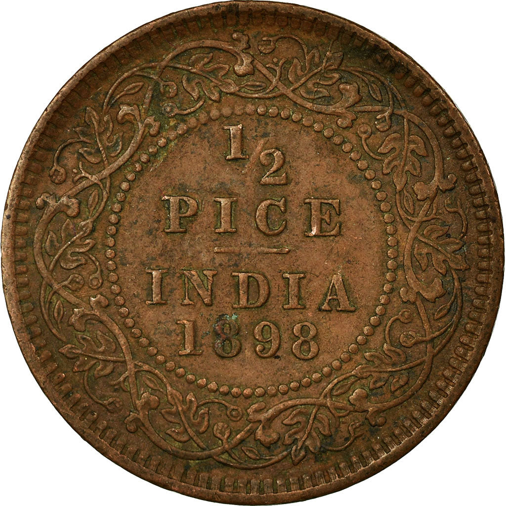 Moneta, INDIA - BRITANNICA, Victoria, 1/2 Pice, 1898, Calcutta, BB+, Rame