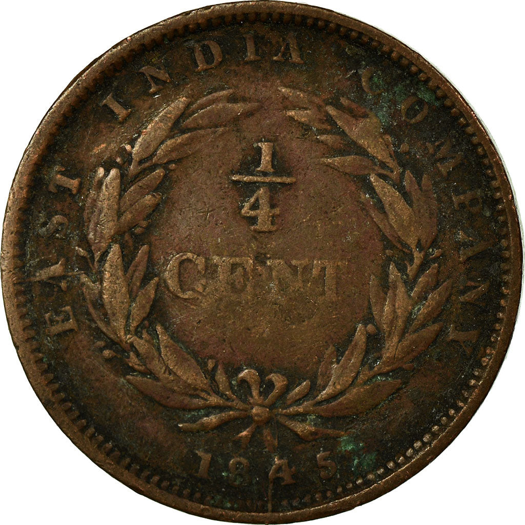 Coin, Straits Settlements, Victoria, 1/4 Cent, 1845, VF(20-25), Copper, KM:1