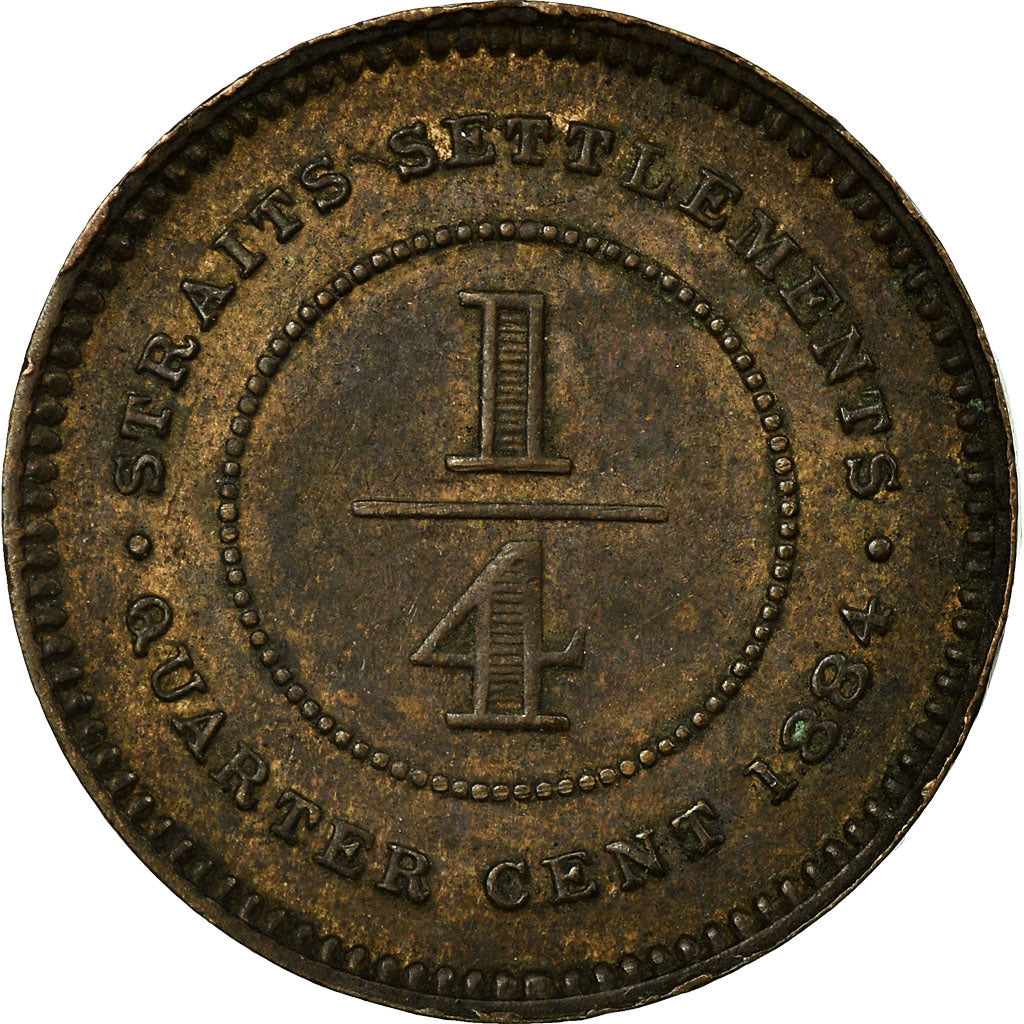 Coin, Straits Settlements, Victoria, 1/4 Cent, 1884, EF(40-45), Bronze, KM:7a
