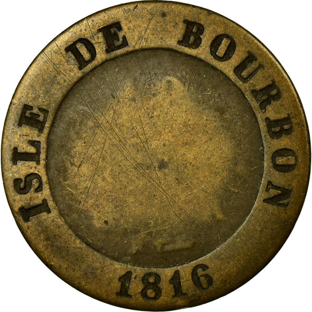 Coin, ISLE DE BOURBON, 10 Centimes, 1816, VG(8-10), Billon, KM:A1, Lecompte:26