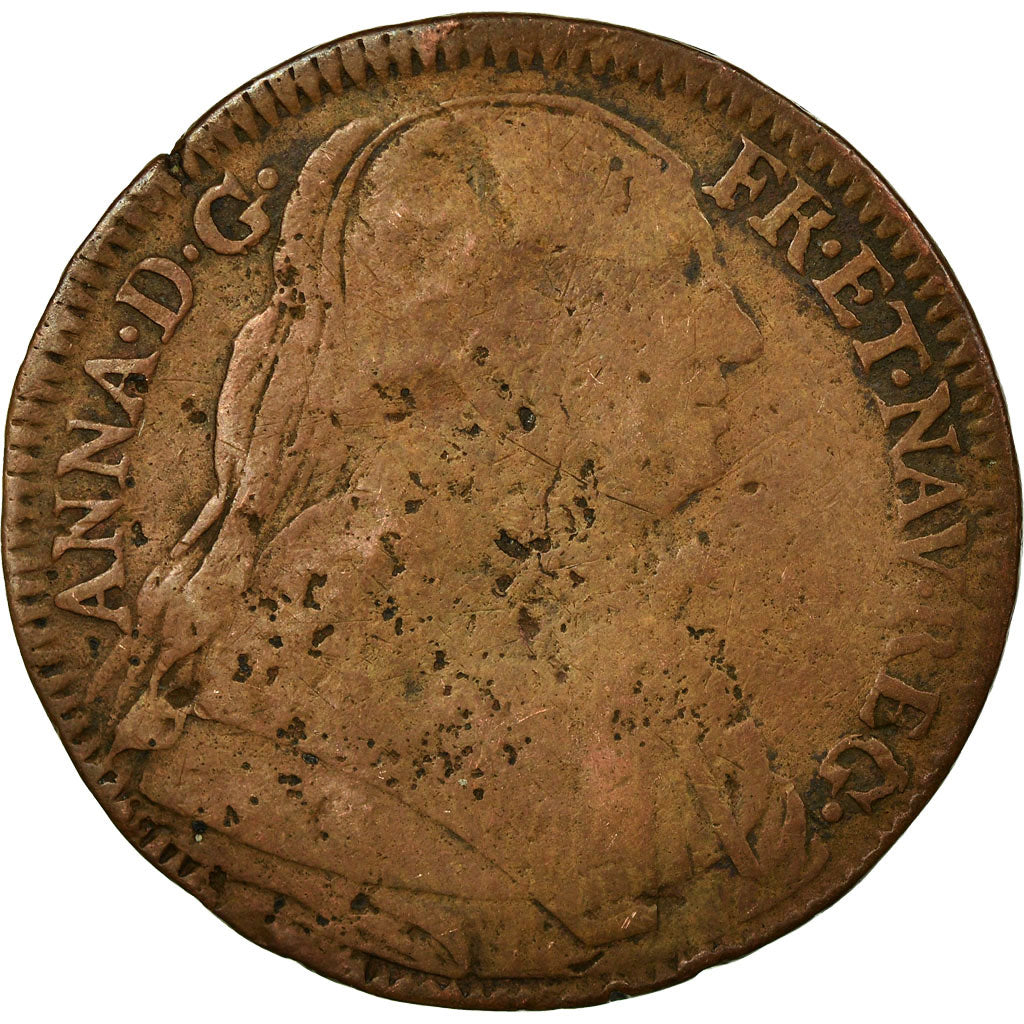 France, Token, Anne d'Autriche, VF(20-25), Copper, Feuardent:12426