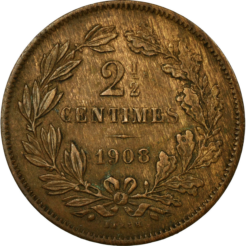 Münze, Luxemburg, William III, 2-1/2 Centimes, 1908, Utrecht, VZ, Bronze, KM:21