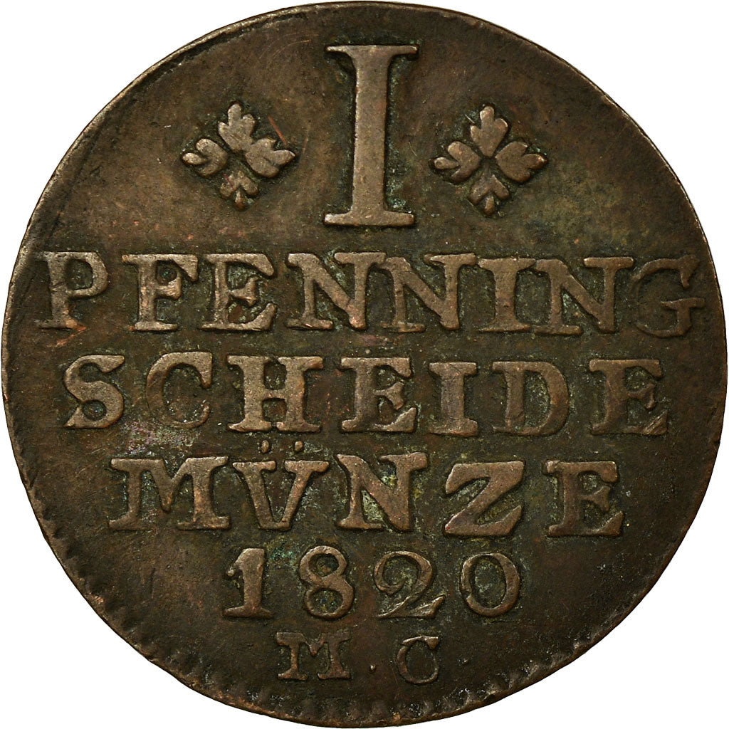 Coin, German States, BRUNSWICK-WOLFENBUTTEL, Karl II, Pfennig, 1820, AU(50-53)