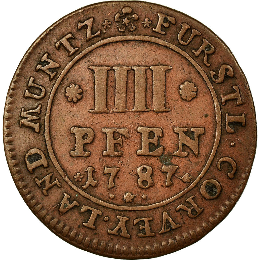 Coin, German States, CORVEY, Theodor, 4 Pfennig, 1787, Braunschweig, EF(40-45)