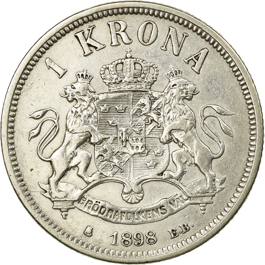 Coin, Sweden, Oscar II, Krona, 1898, EF(40-45), Silver, KM:760