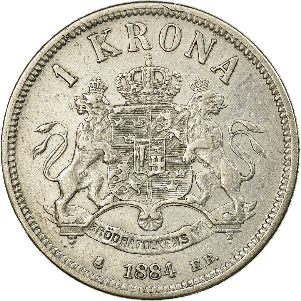 Coin, Sweden, Oscar II, Krona, 1884, EF(40-45), Silver, KM:747