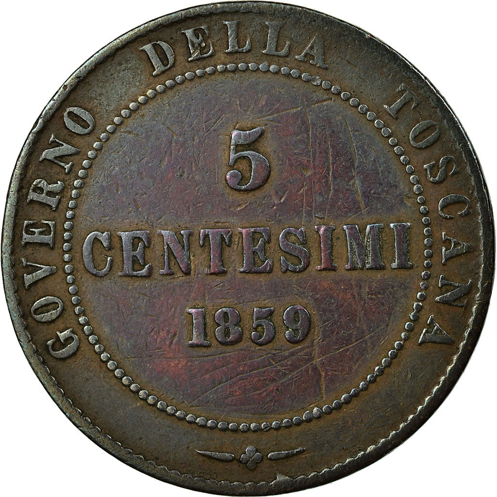 Coin, ITALIAN STATES, TUSCANY, Provisional Government, 5 Centesimi, 1859