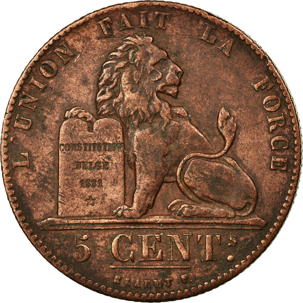 Coin, Belgium, Leopold I, 5 Centimes, 1853, VF(30-35), Copper, KM:5.1