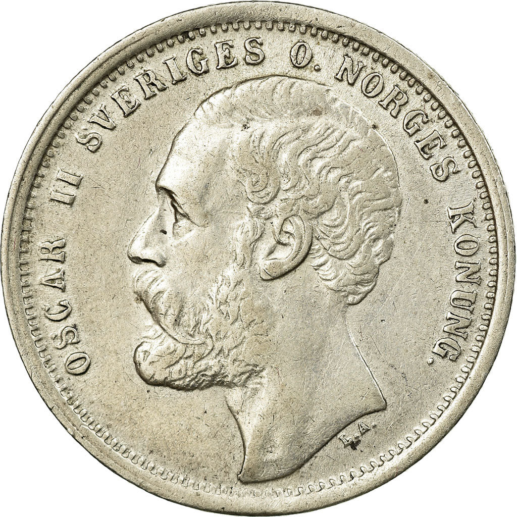 Coin, Sweden, Oscar II, Krona, 1875, EF(40-45), Silver, KM:741