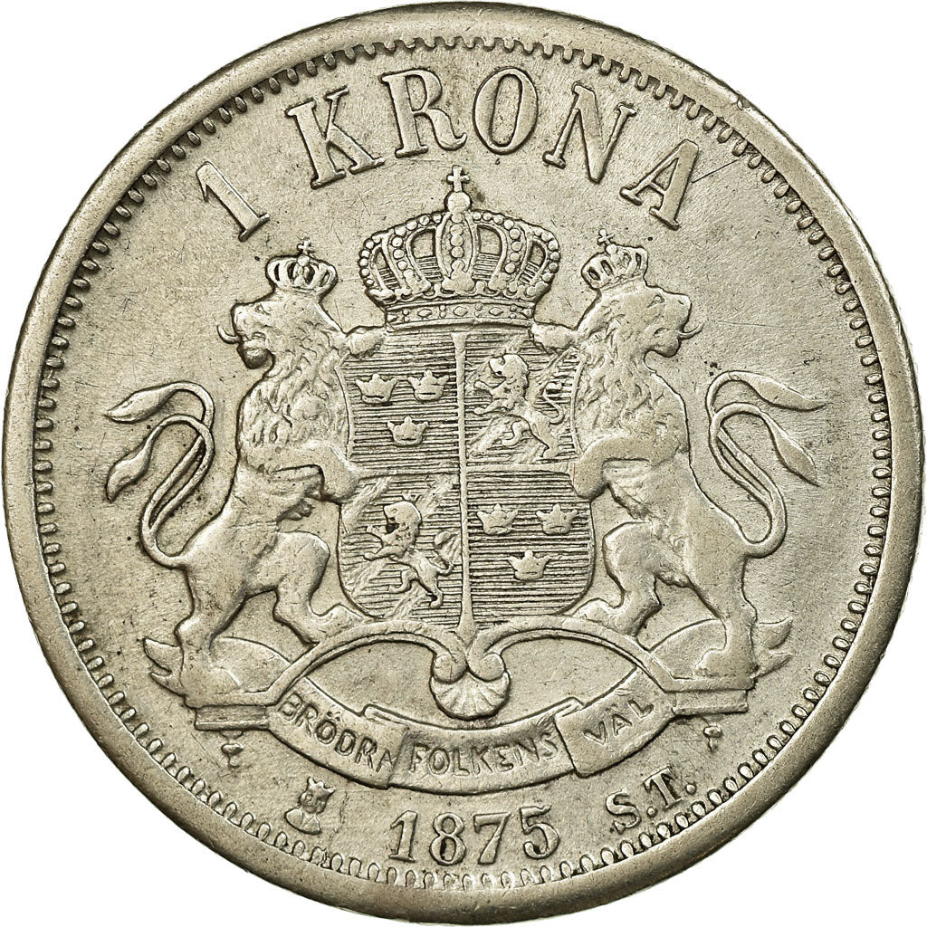 Coin, Sweden, Oscar II, Krona, 1875, EF(40-45), Silver, KM:741