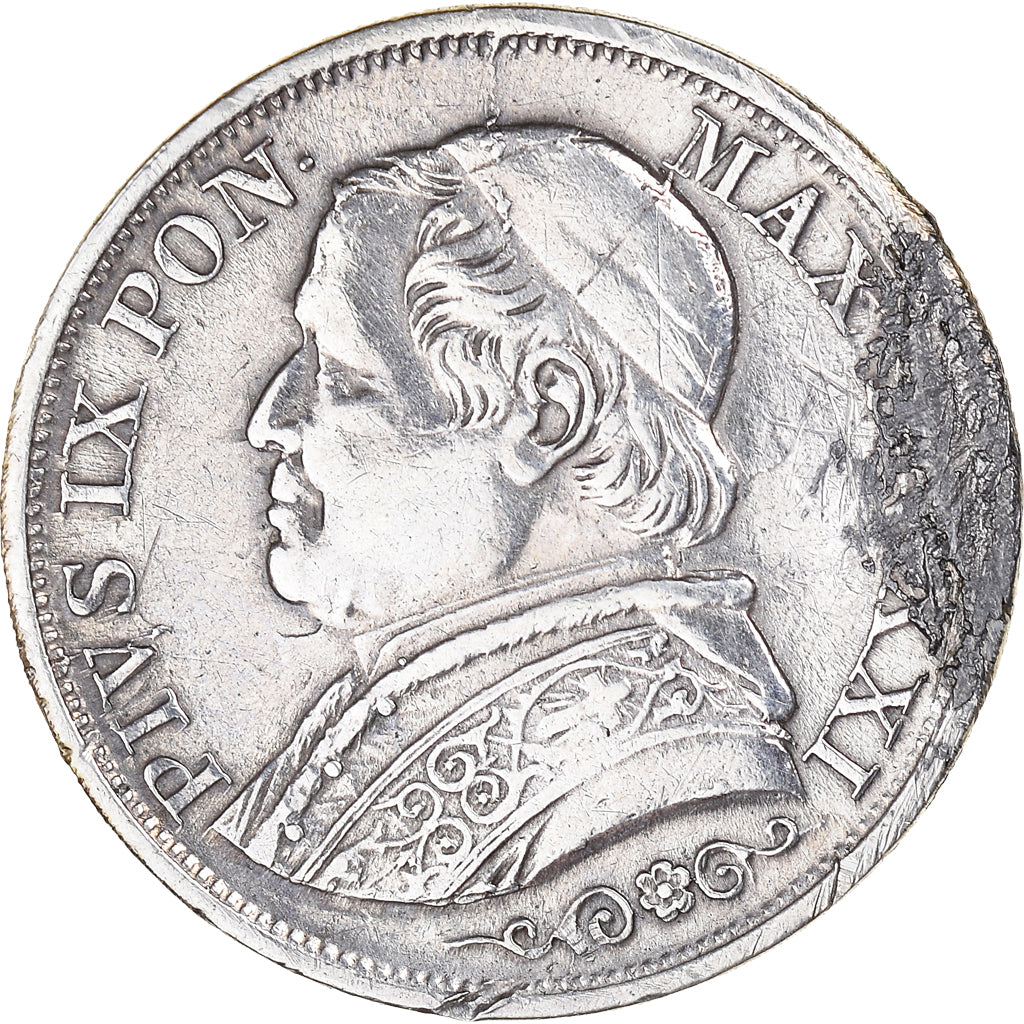 Coin, ITALIAN STATES, PAPAL STATES, Pius IX, Lira, 1866, Roma, EF(40-45)