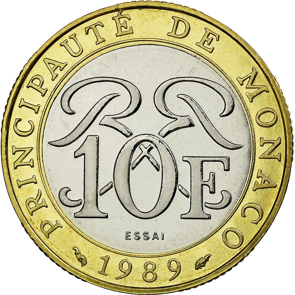 Coin, Monaco, Rainier III, 10 Francs, 1989, ESSAI, MS(63), Bi-Metallic, KM:163