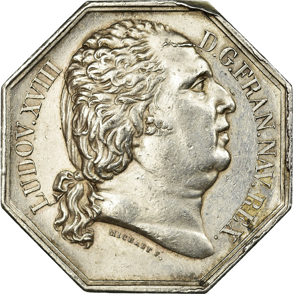 France, Token, Louis XVIII, Ville de Rouen, 1818, Michaut, AU(55-58), Silver