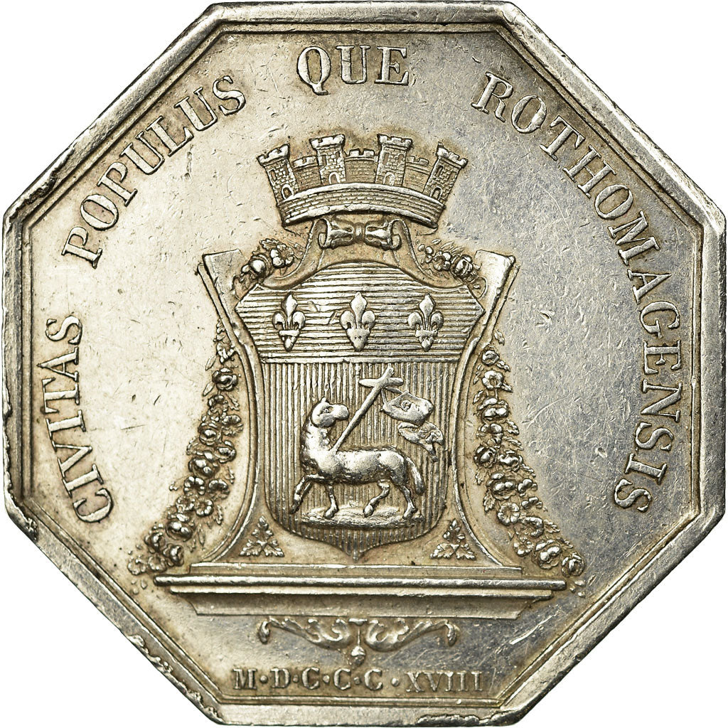 France, Token, Louis XVIII, Ville de Rouen, 1818, Michaut, AU(55-58), Silver