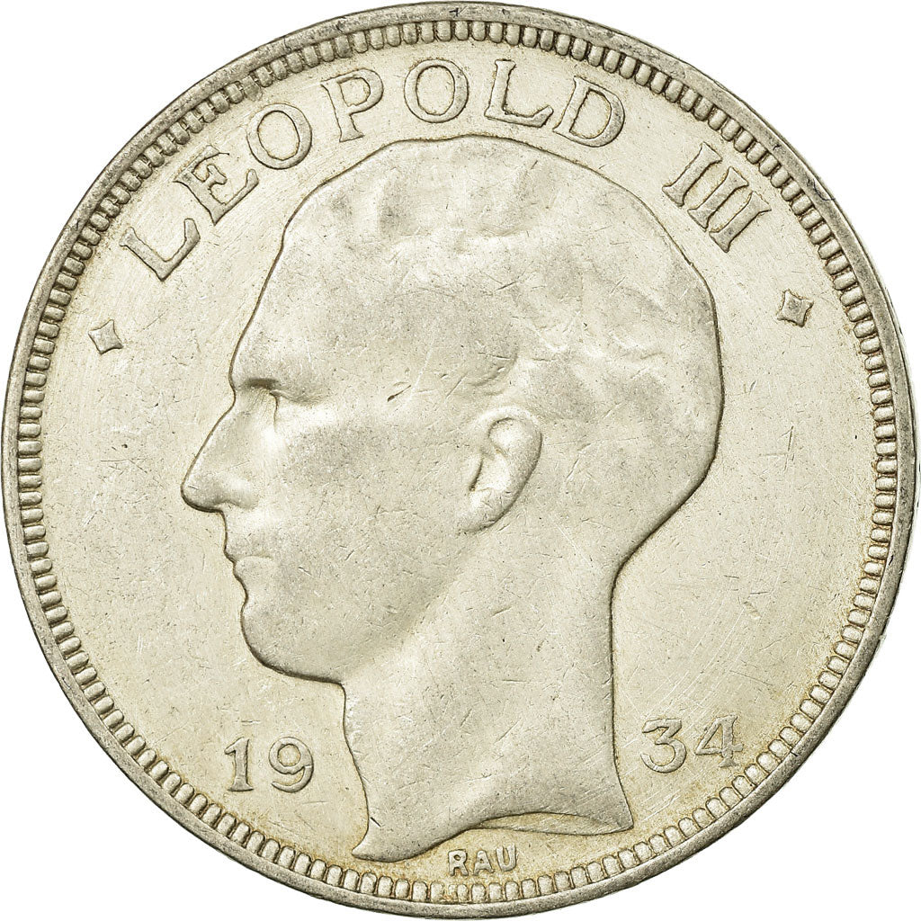 Münze, Belgien, Leopold III, 20 Francs, 20 Frank, 1934, SS, Silber, KM:105