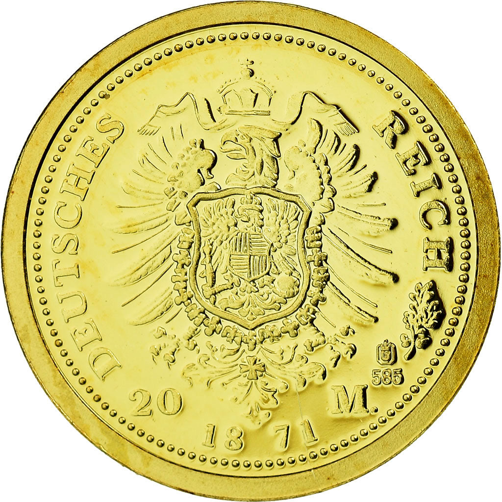 Francja, Medal, Guillaume de Prusse, Reproduction 20 Mark or, MS(65-70), Złoto