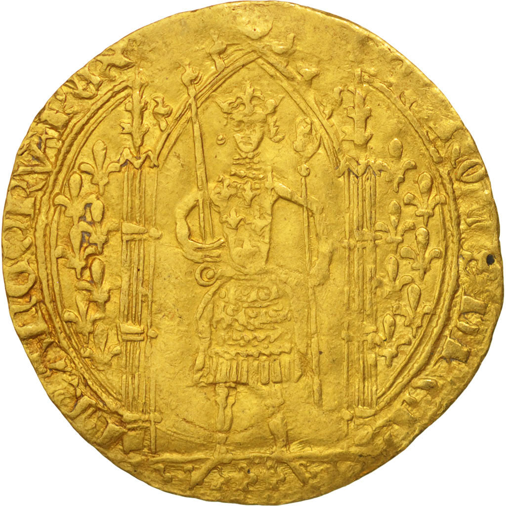 France, Charles V, Franc à pied, EF(40-45), Gold, Duplessy:360