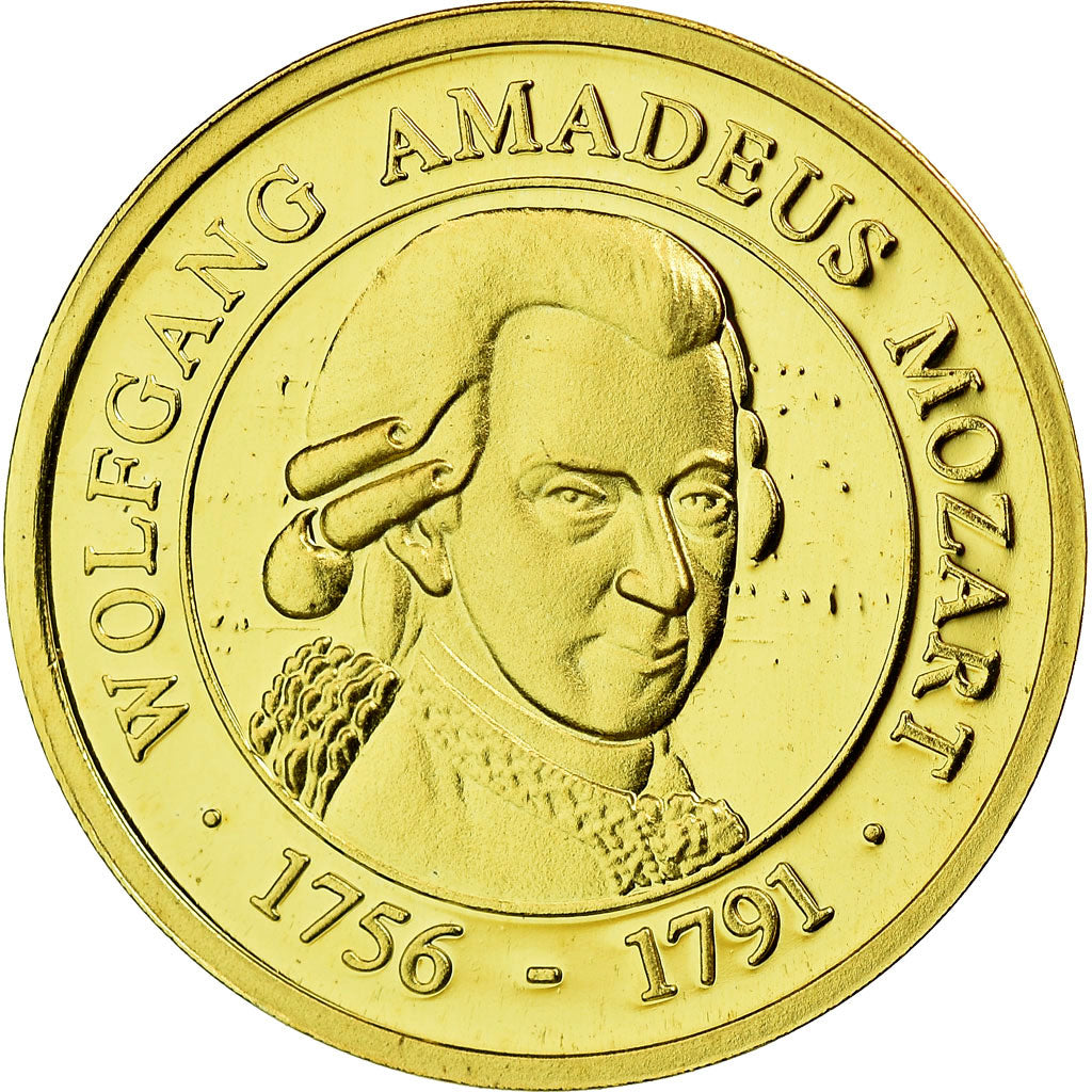 França, Medal, Wolfgang Amadeus Mozart, Artes e Cultura, MS(65-70), Dourado