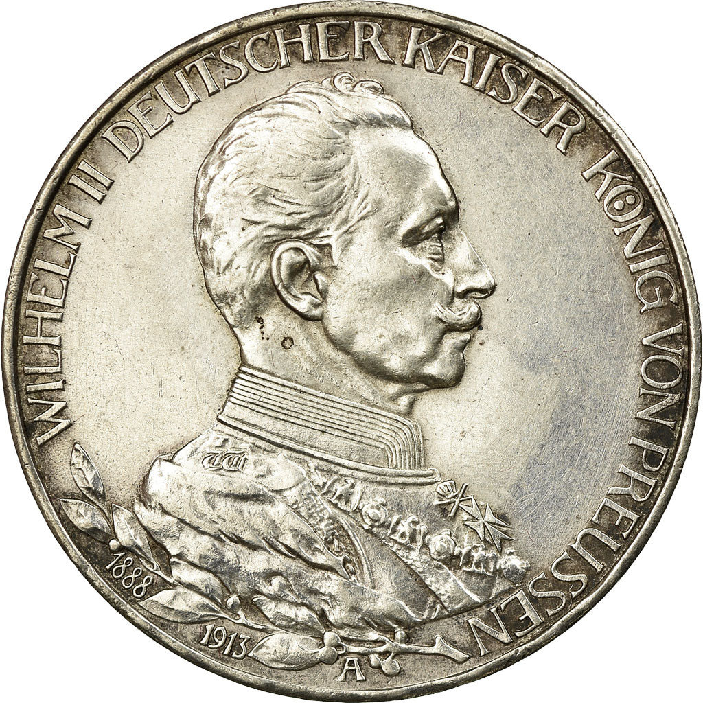 Coin, German States, PRUSSIA, Wilhelm II, 3 Mark, 1913, Berlin, AU(55-58)