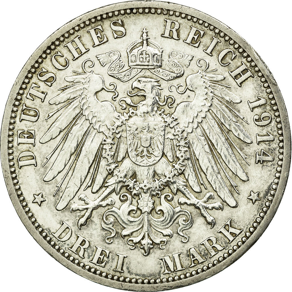 Coin, German States, PRUSSIA, Wilhelm II, 3 Mark, 1914, Berlin, EF(40-45)