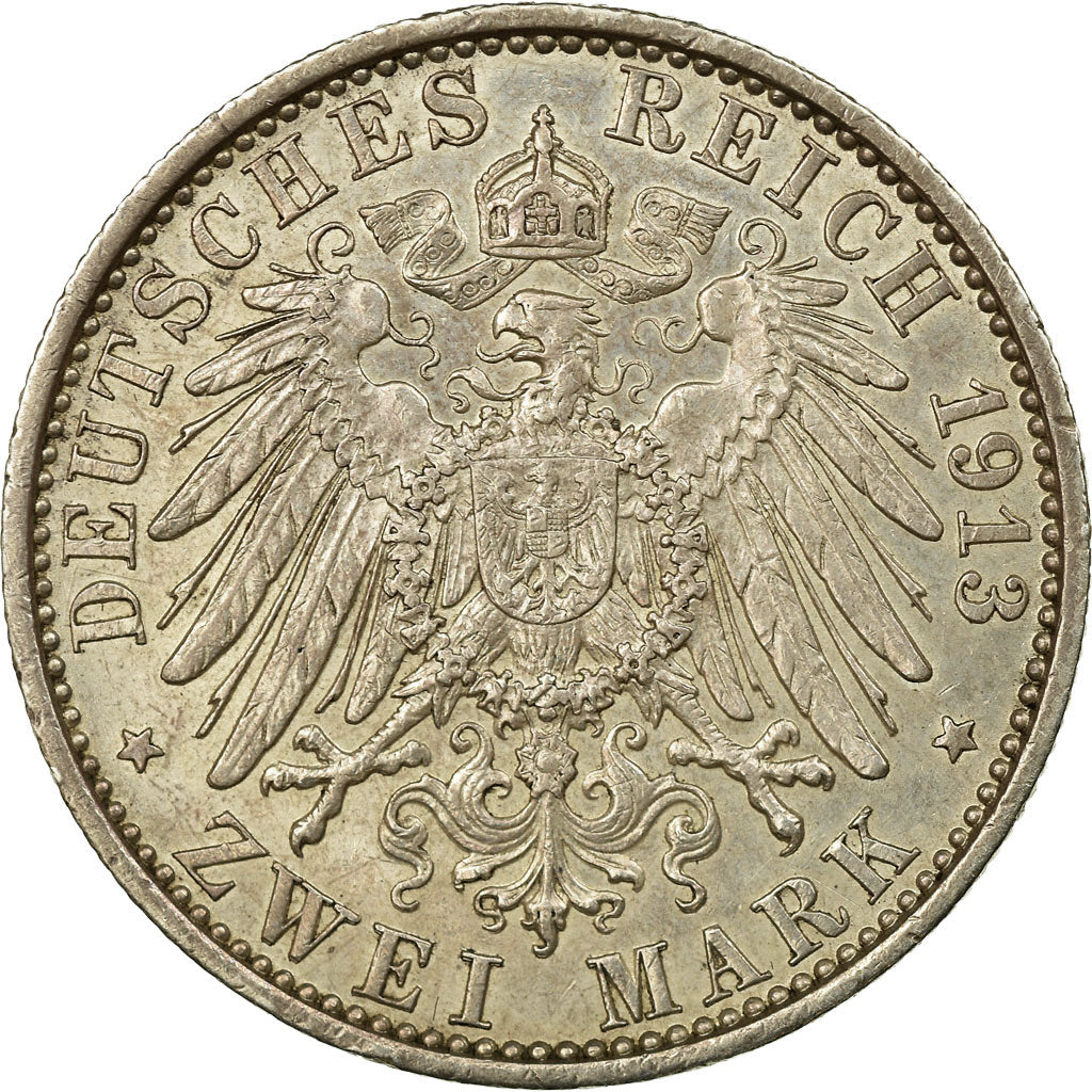 Coin, German States, PRUSSIA, Wilhelm II, 2 Mark, 1913, Berlin, EF(40-45)