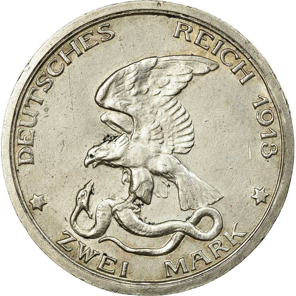 Coin, German States, PRUSSIA, Wilhelm II, 2 Mark, 1913, Berlin, AU(50-53)