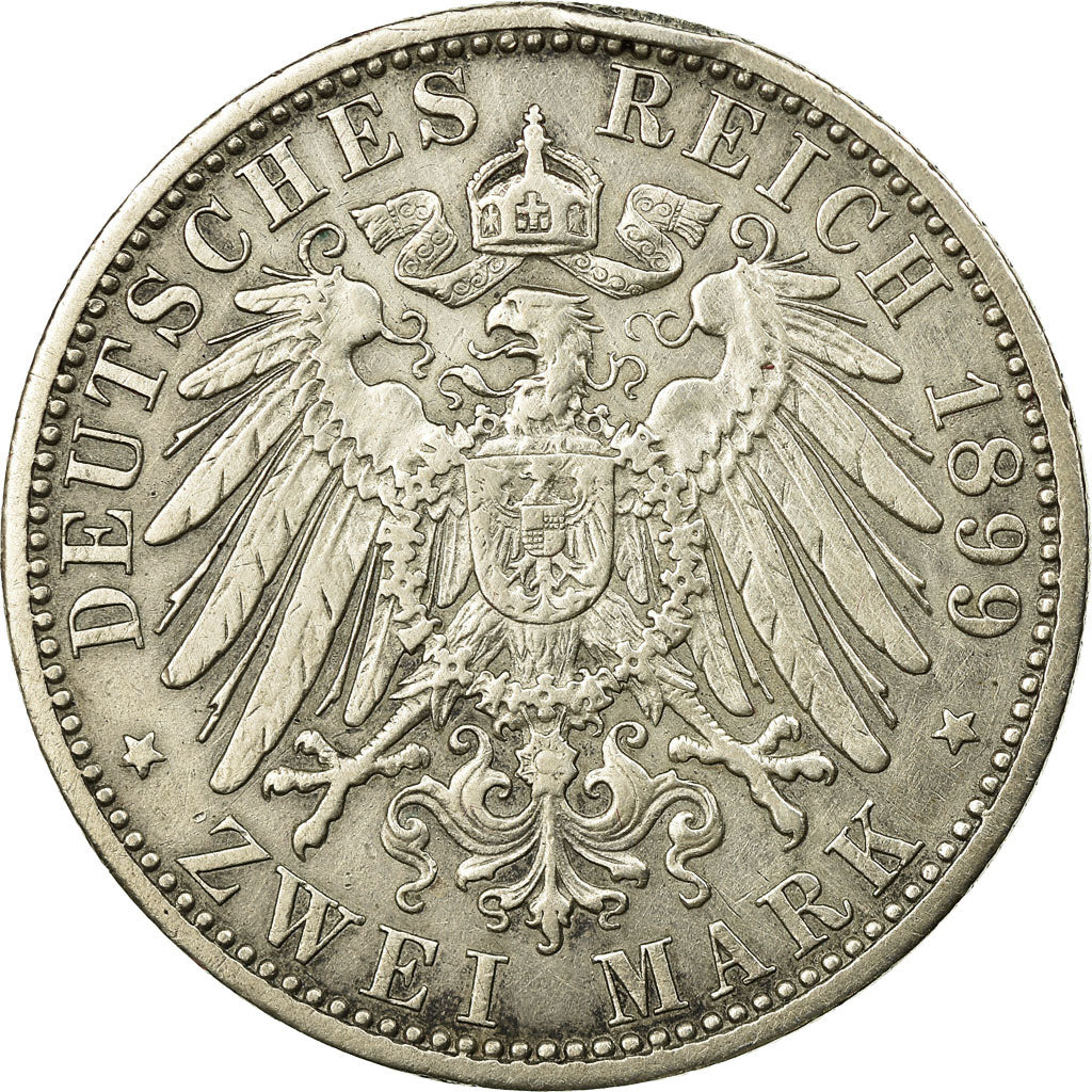 Coin, German States, BAVARIA, Otto, 2 Mark, 1899, Munich, VF(30-35), Silver