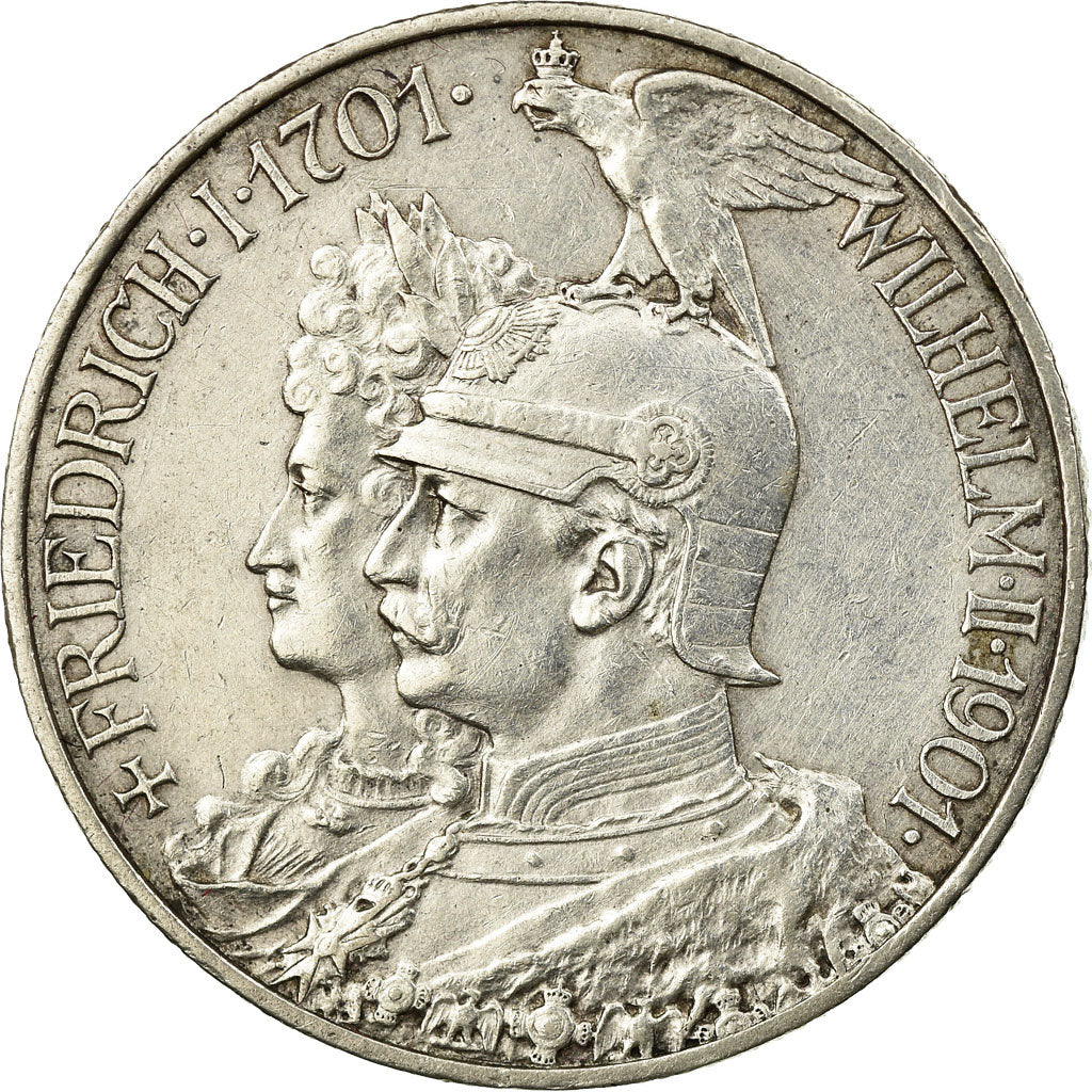 Coin, German States, PRUSSIA, Wilhelm II, 2 Mark, 1901, Berlin, AU(50-53)