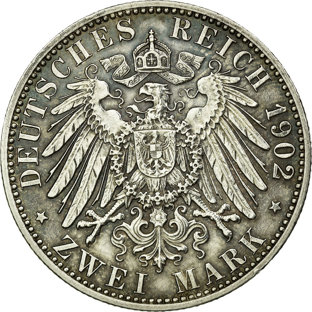 Coin, German States, BADEN, Friedrich I, 2 Mark, 1902, Stuttgart, AU(50-53)