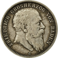 Moneda, Estados alemanes, BADEN, Friedrich I, 2 Mark, 1907, Stuttgart, BC+