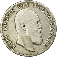 Coin, German States, WURTTEMBERG, Karl I, 2 Mark, 1876, Freudenstadt, F(12-15)