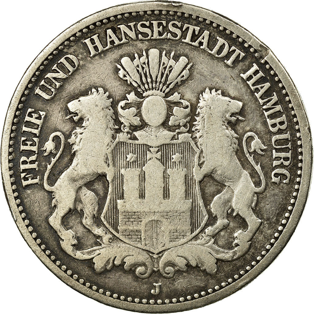 Coin, German States, HAMBURG, 2 Mark, 1876, Hamburg, VF(20-25), Silver, KM:604