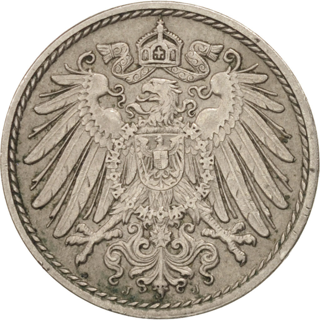 GERMANY - EMPIRE, Wilhelm II, 5 Pfennig, 1914, Hamburg, Copper-nickel, KM:11