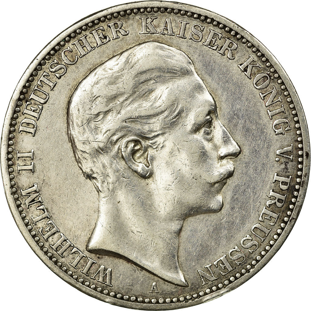 Coin, German States, PRUSSIA, Wilhelm II, 3 Mark, 1909, Berlin, EF(40-45)