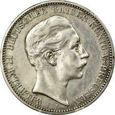 Coin, German States, PRUSSIA, Wilhelm II, 3 Mark, 1909, Berlin, EF(40-45)