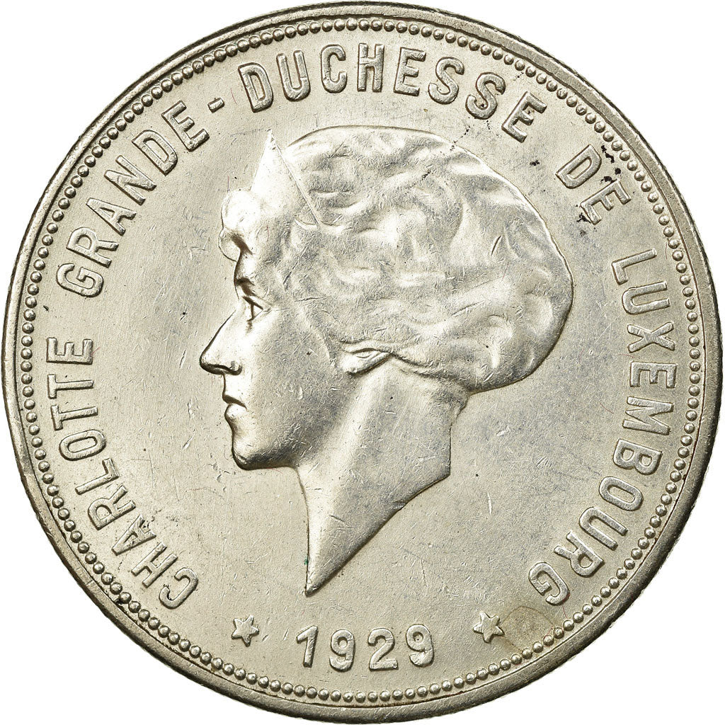 Coin, Luxembourg, Charlotte, 10 Francs, 1929, AU(50-53), Silver, KM:39