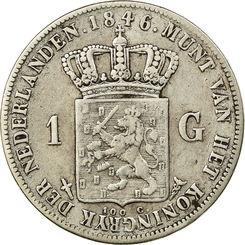 Coin, Netherlands, William II, Gulden, 1846, Utrecht, VF(30-35), Silver, KM:66