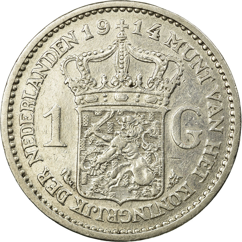 Coin, Netherlands, Wilhelmina I, Gulden, 1914, EF(40-45), Silver, KM:148