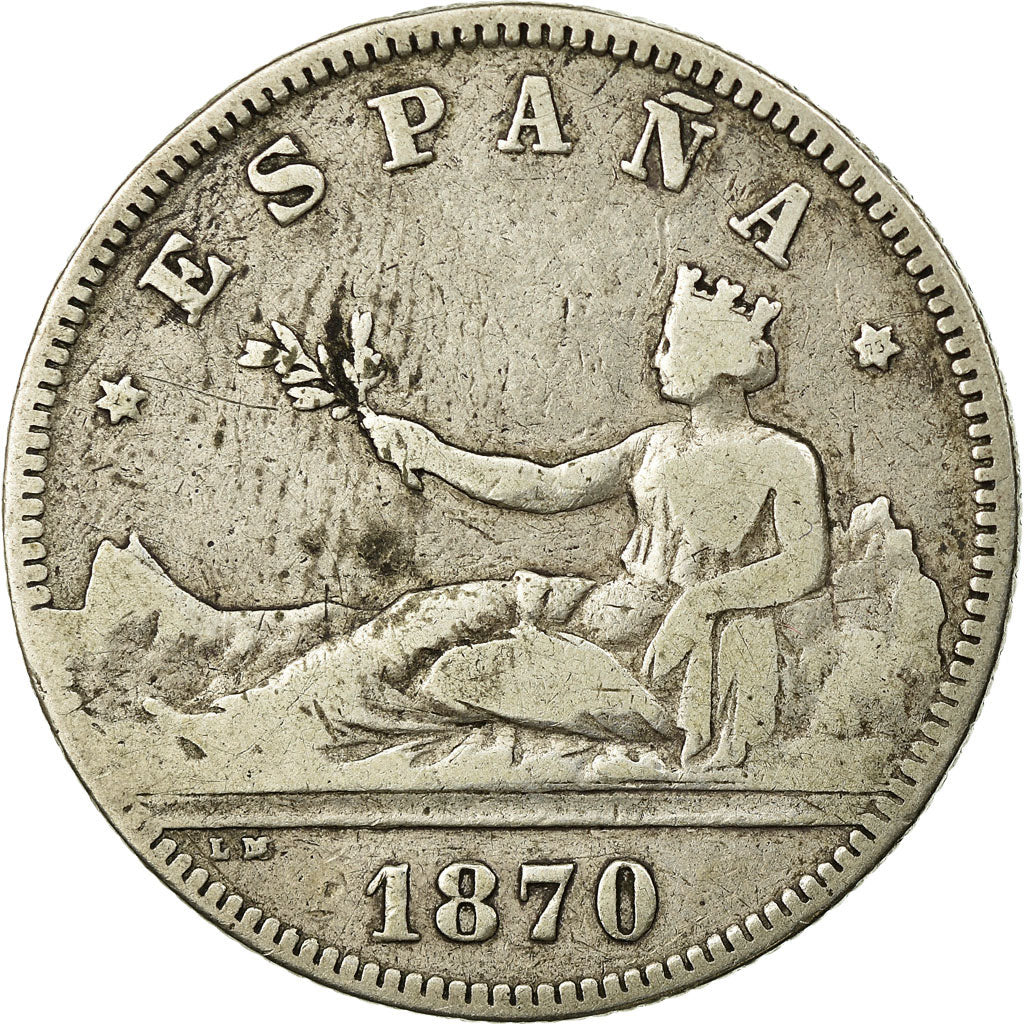 Coin, Spain, Provisional Government, 2 Pesetas, 1870 (73), Madrid, VF(20-25)