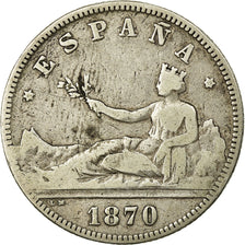 Coin, Spain, Provisional Government, 2 Pesetas, 1870 (73), Madrid, VF(20-25)