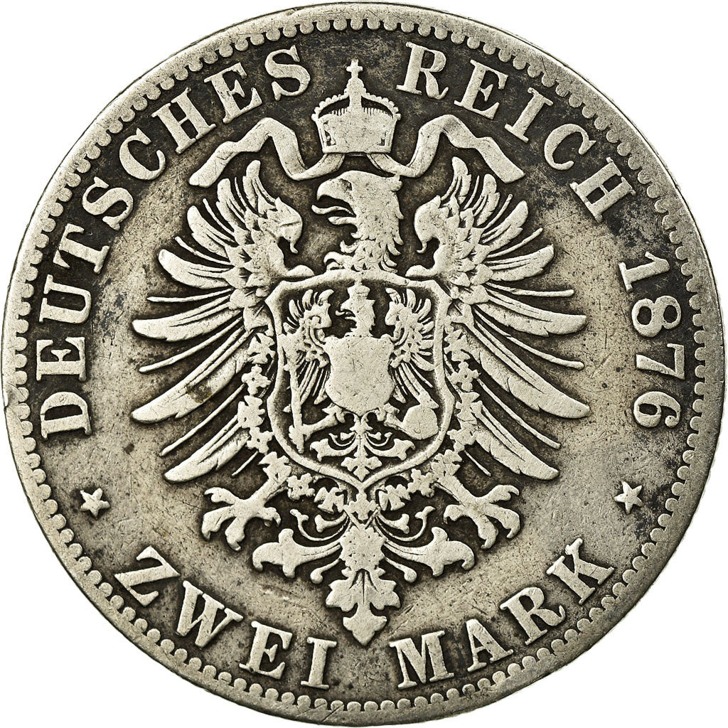 Coin, German States, PRUSSIA, Wilhelm I, 2 Mark, 1876, Bayreuth, VF(20-25)