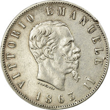 Coin, Italy, Vittorio Emanuele II, 2 Lire, 1863, Naples, EF(40-45), Silver