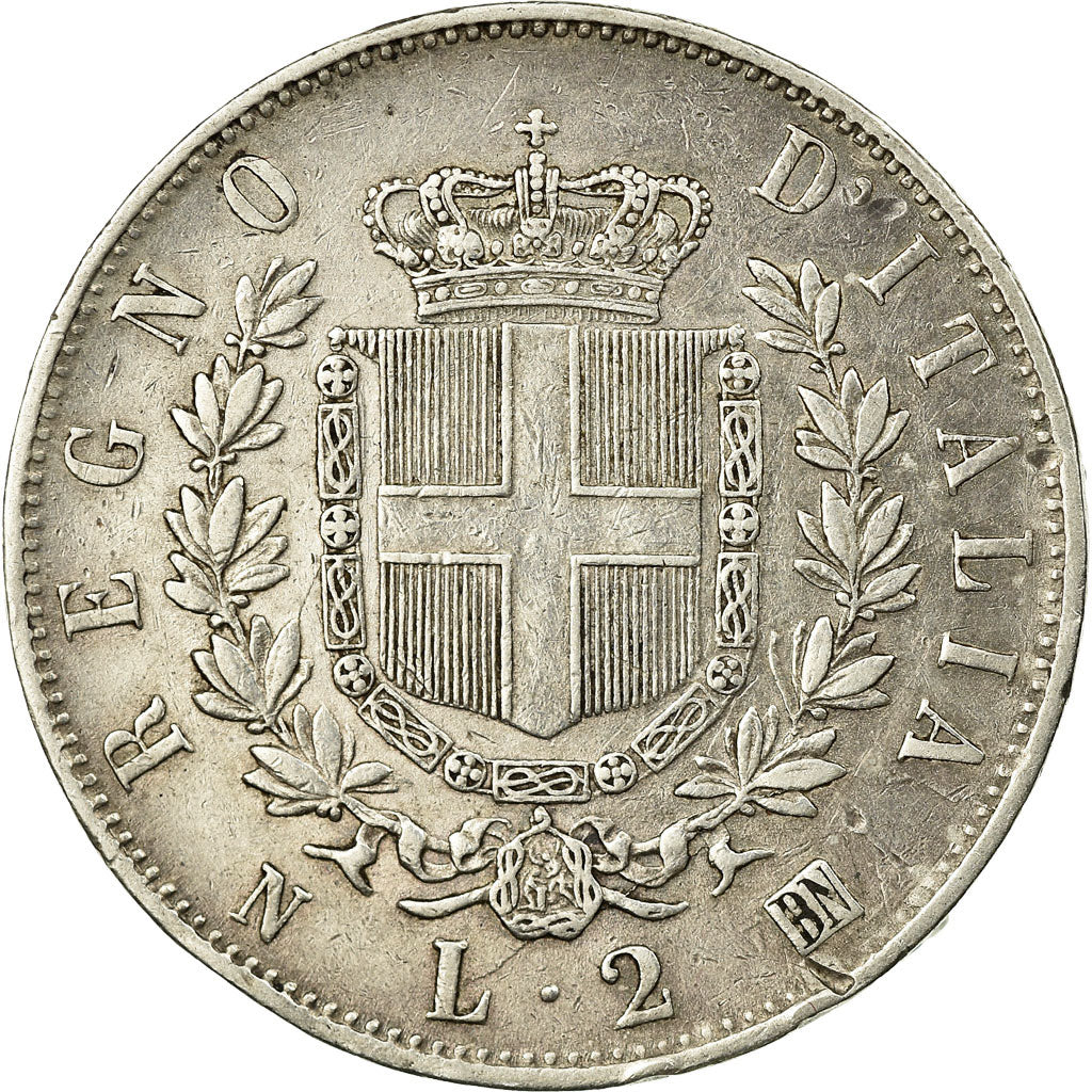 Coin, Italy, Vittorio Emanuele II, 2 Lire, 1863, Naples, EF(40-45), Silver