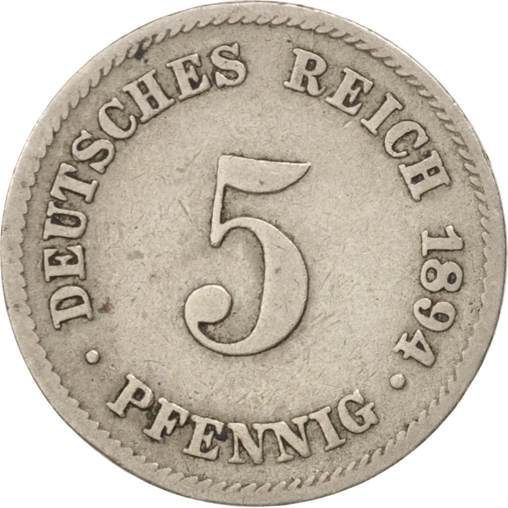 Monnaie, GERMANY - EMPIRE, Wilhelm II, 5 Pfennig, 1894, Hamburg, TB