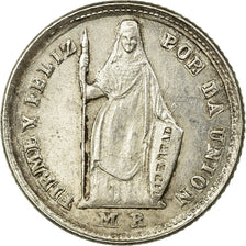 Moneda, Perú, SOUTH PERU, 1/2 Real, Medio, 1858/68, Lima, MBC+, Plata, KM:177