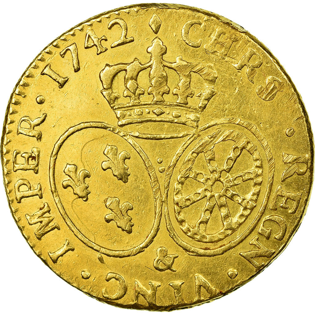 Coin, France, Louis XV, Louis d'or au bandeau, Louis d'Or, 1742, Aix, EF(40-45)