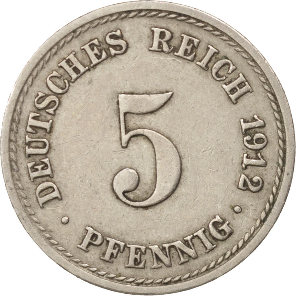 Coin, GERMANY - EMPIRE, Wilhelm II, 5 Pfennig, 1912, Berlin, VF(30-35)