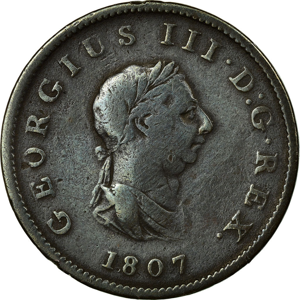 Moneta, Gran Bretagna, George III, 1/2 Penny, 1807, MB, Rame, KM:662