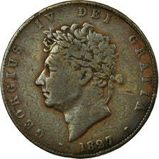 Coin, Great Britain, George IV, 1/2 Penny, 1827, VF(20-25), Copper, KM:692